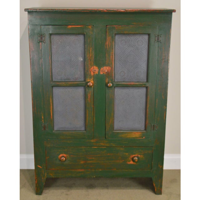 Country Custom Hand Crafted Green Painted Pie Sofa Cupboard With