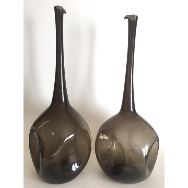 Vintage Mid Century Modern Zeller Art Glass Charcoal Smoke Gray