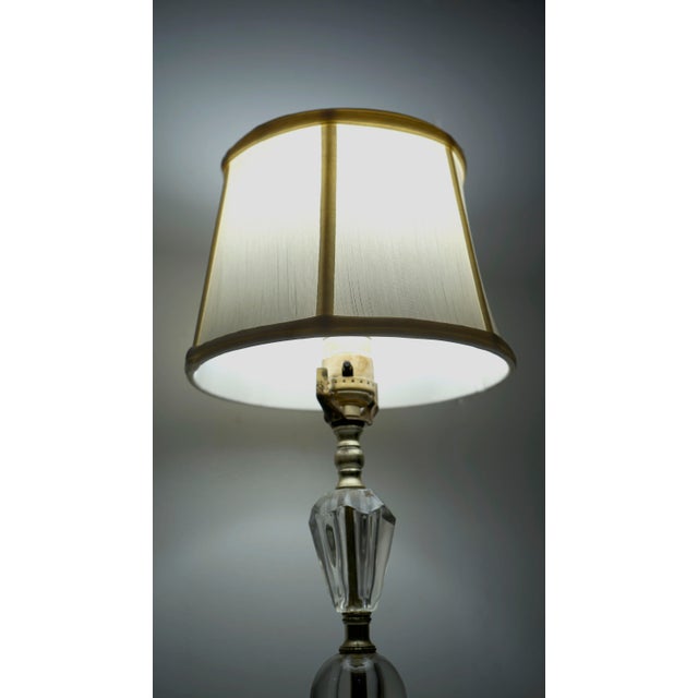 Silver Mid 20th Century Italian Stacked Vintage Crystal Lamp With Marble Base For Sale - Image 8 of 12