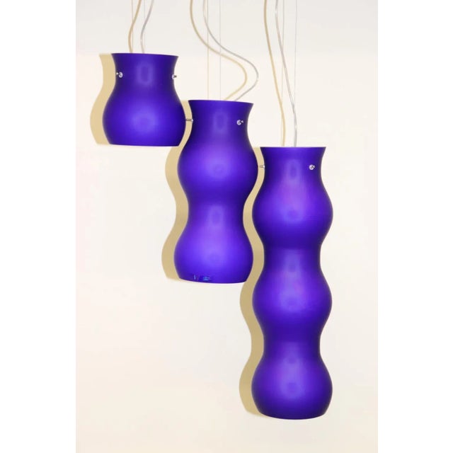 1990s Modern Murano Glass Pendant Blue Glass For Sale - Image 9 of 12