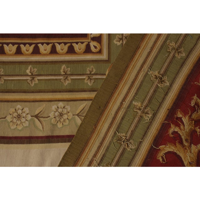 Gold Rug & Kilim’s Aubusson Flat Weave Style Rug, Red and Green Floral Patterns For Sale - Image 8 of 8