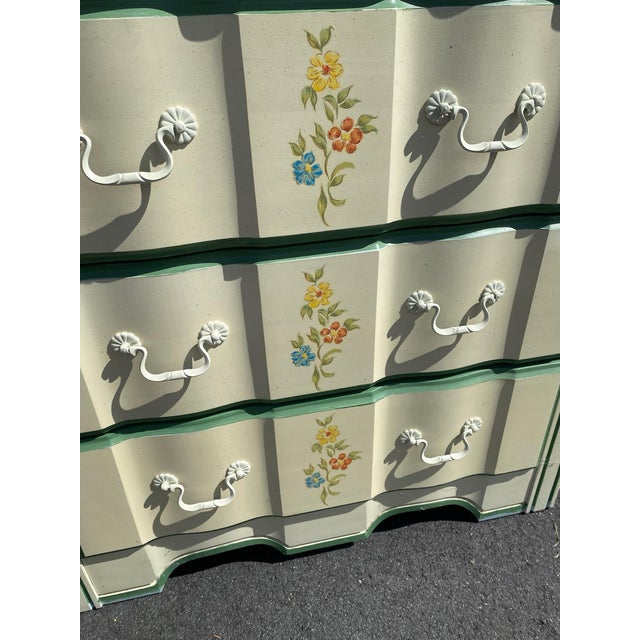 French Provincial Vintage Stanley 3 Drawer Dresser With Hutch Top For Sale - Image 3 of 10