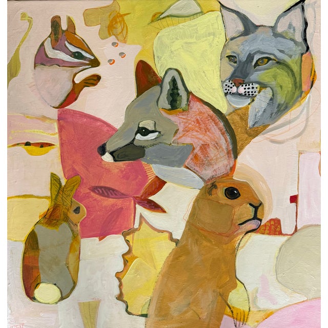 “The Company One Keeps” a Fun Animal Painting by LWren Walraven For Sale - Image 4 of 9