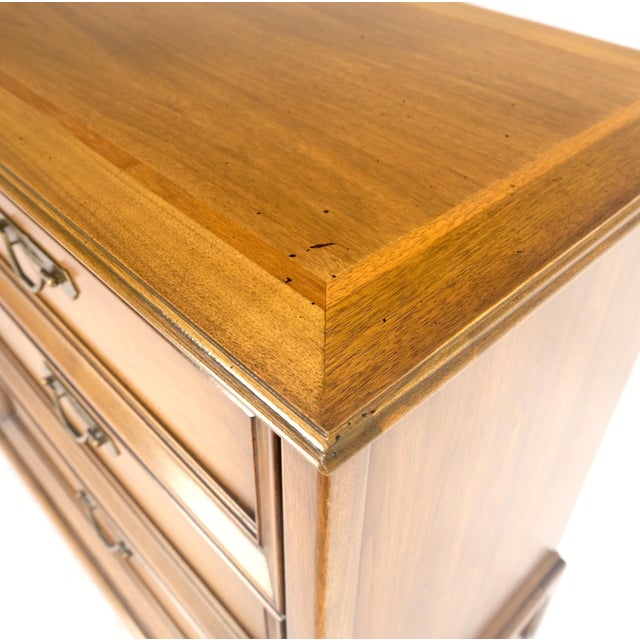 Wood Shelf Two Door Compartment 3 Drawer Light Walnut Compact Dresser Credenza For Sale - Image 7 of 12