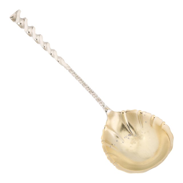 Arts & Crafts Sterling Silver & Gold Washed Twist Spoon by Whiting Manufacturing For Sale