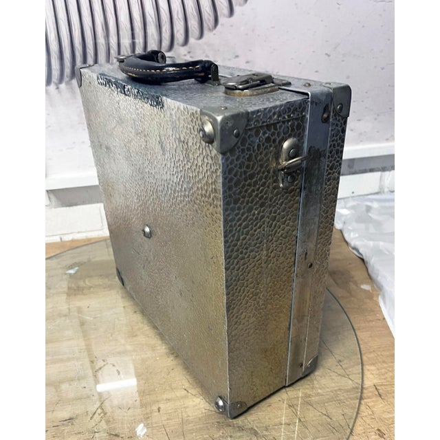 Platinum 1950s German Hammered Metal Photographers Camera Case For Sale - Image 8 of 9