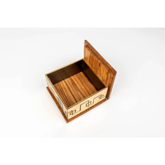 Square Decorative Box in Solid Brass and Wood, Italy, 1970s For Sale - Image 9 of 12