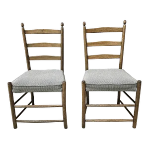 Pair Stickley Co. Shaker Type Chestnut Ladderback Side Chairs, Nyc Circa 1910s