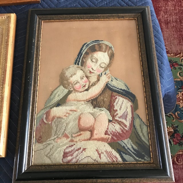 Rare needlepoint in petit point and needlepoint. Colors are still vibrant and the image is strikingly beautiful. The old...