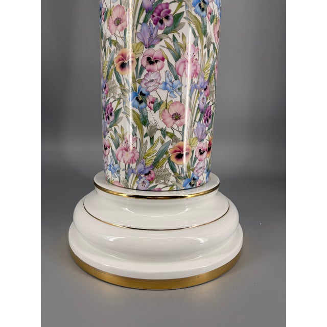 24 Karat Gold-Gilded Ceramic Plant Stand with Floral Chintz Pattern from Austrolux, Austria, 1980s For Sale - Image 11 of 16