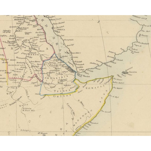 Antique Map of Africa with the Unexplored Interior and a Population Table, 1858 For Sale - Image 6 of 9