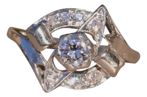 The Jonestown: Retro Era White Gold and Diamond Ring