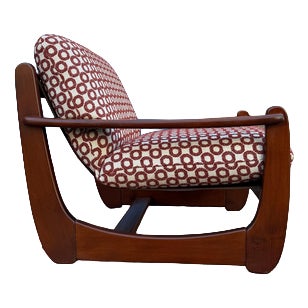 Mahogany Lounge Chair with Reddish-Brown Circular Pattern For Sale