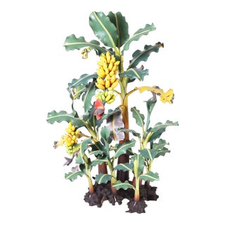 Life Size Carved Wood Banana Tree Sculpture For Sale