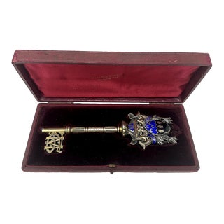 Antique Victorian English Presentation Door Key Merthyr Constitutional Club 1894 For Sale