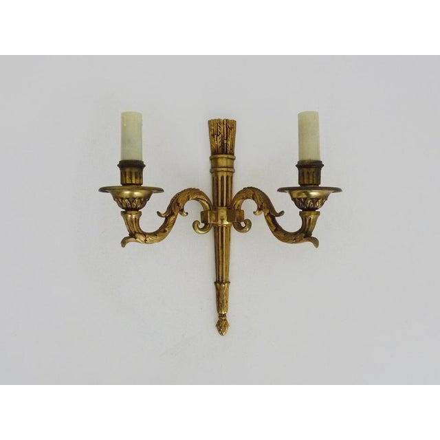 Empire Style Double-Light Bronze Wall Sconce, 1960s For Sale - Image 9 of 9