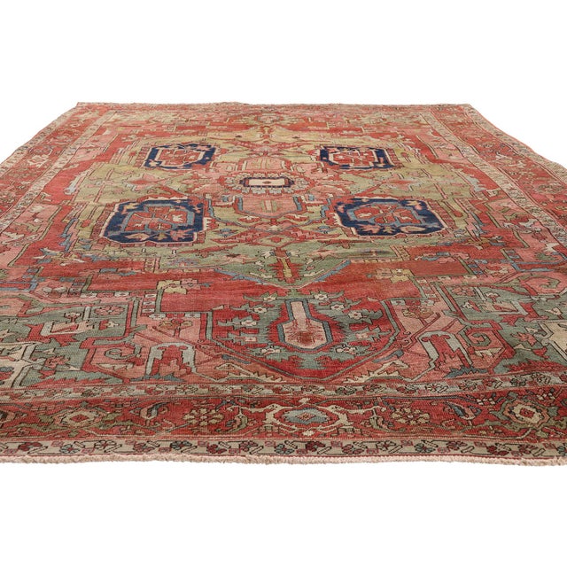 Rustic Late 19th Century Persian Serapi Rug, 07'10 X 11'10 For Sale - Image 3 of 10