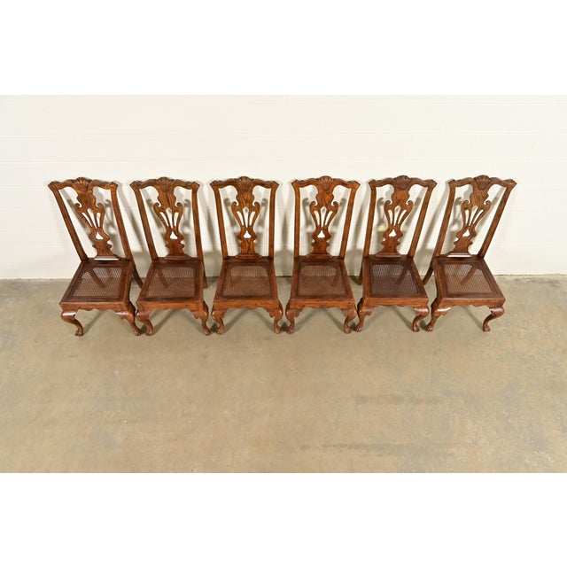 Henredon Georgian Carved Solid Oak Dining Chairs, Set of Six For Sale In South Bend - Image 6 of 16