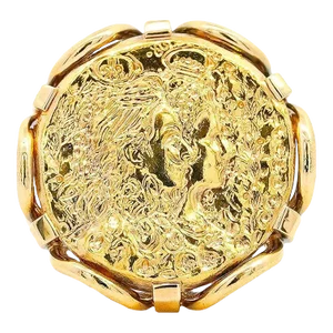 Salvador Dali For Piaget 'Dalí d'Or' 22K Gold Coin Ring in 18K Gold Setting, Size 6.5