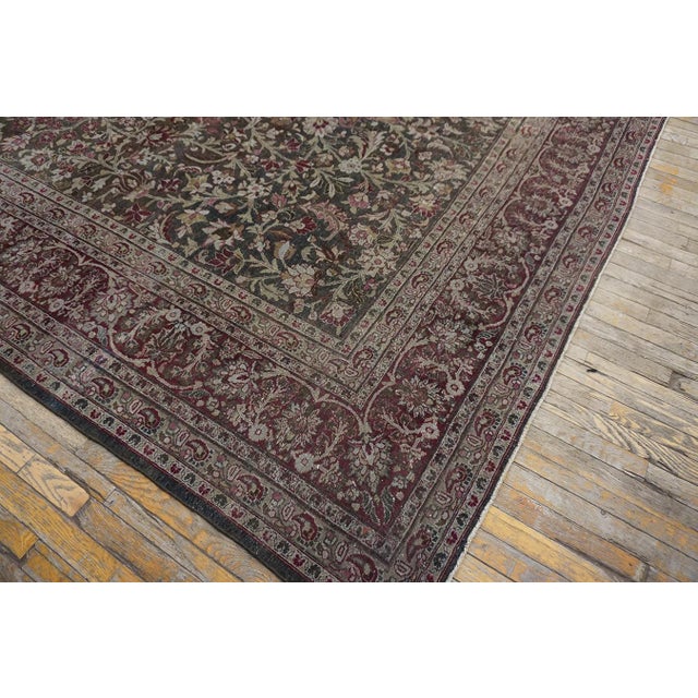 1920s Fantastic Chocolate Brown Color and Floran Desing Antique Persian Khorassan Moud Rug For Sale - Image 5 of 15