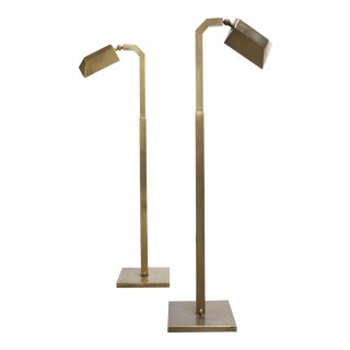 1970s Patinated Brass Chapman Floor Lamps - a Pair For Sale