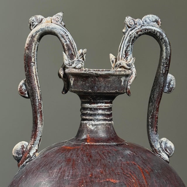 19th Century Antique Chinese Tang Dynasty Sancai Style Pottery Double Dragon Bottle Vase For Sale - Image 5 of 8
