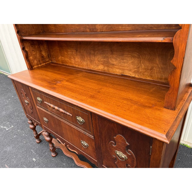 Early 1900's American Two-Piece Bookshelf Hutch Unit For Sale - Image 9 of 12