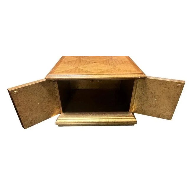 Late 20th Century Late 20th Century Hollywood Regency Giltwood and Oak Parquet 30" X 30" Side Tables - a Pair For Sale - Image 5 of 13
