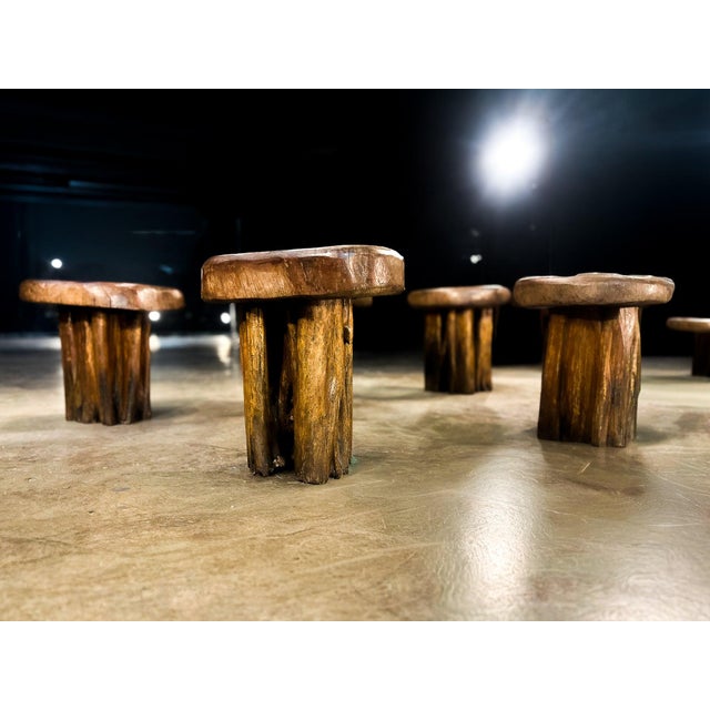 Set of Six Sculptural “Denúncia” Stools in Solid Reclaimed Wood, Brazil, 1970s For Sale - Image 13 of 14