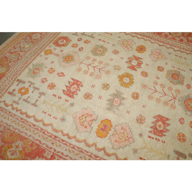 Early 20th Century Early 20th Century Antique Zabihi Collection Ivory Turkish Oushak Carpet - 8'8" x 10'8" For Sale - Image 5 of 11