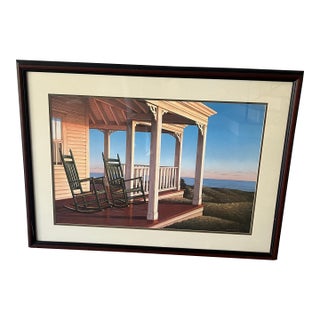 Daniel Pollera Coastal Print Framed Custom Decor c.1990s-2000s For Sale