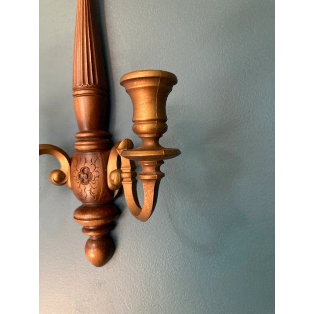 Vintage Wood & Resin Wall Candle Sconce For Sale In Oklahoma City - Image 6 of 9
