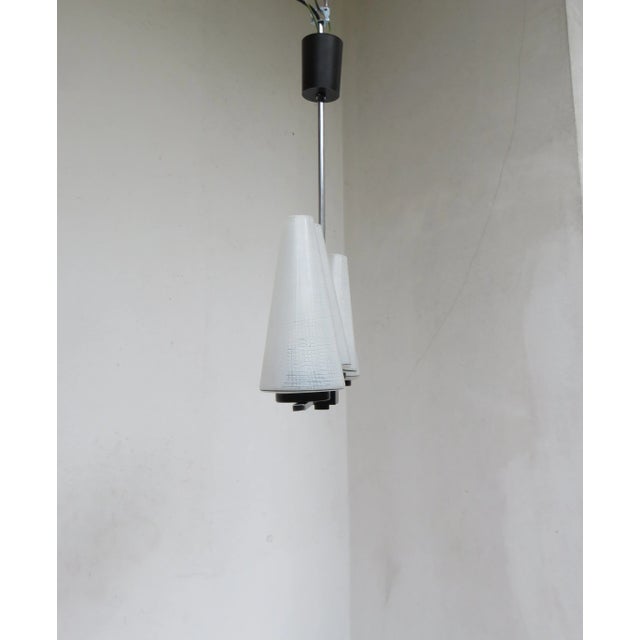 Mid-Century Modern French Chrome & Glass Ceiling Lamp, 1960s For Sale - Image 3 of 18