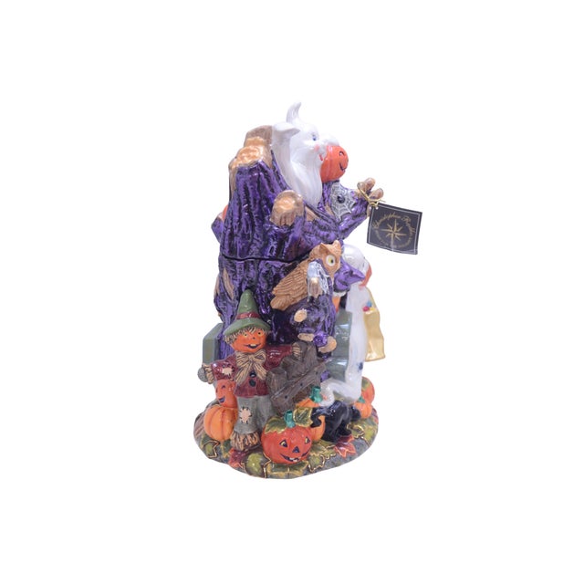 Traditional Radko Hoot 'N' Howl Halloween Candy Cookie Jar For Sale - Image 3 of 8