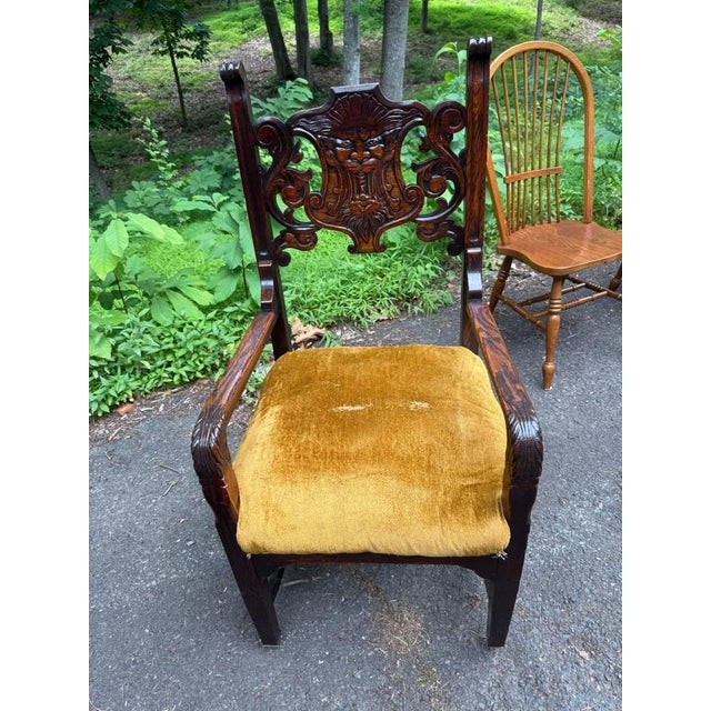 Antique Renaissance Revival Lion Northwind Carved Dining Chairs - Set of 6 For Sale - Image 13 of 17