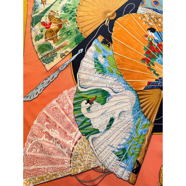 Textile HERMES BRISE de CHARME silk scarf designed by abadie Julie 1993 For Sale - Image 7 of 15