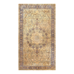 Classic Antique Persian Kerman Rug With a Finely Medallion in the Center on Beige Background Color