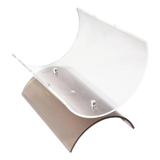 Vintage Curved Acrylic Magazine Rack For Sale