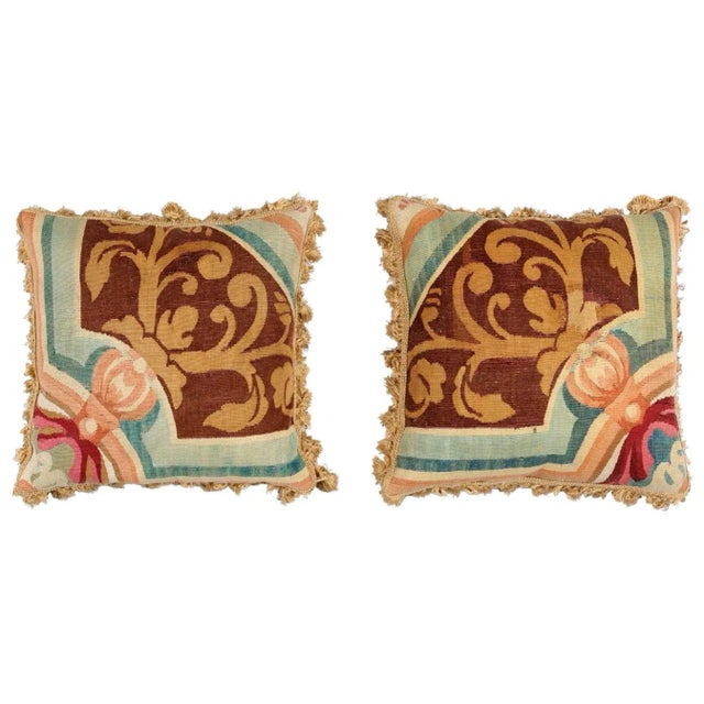 Made of 19th Century French Aubusson Tapestry Pillows - A Pair For Sale - Image 12 of 12
