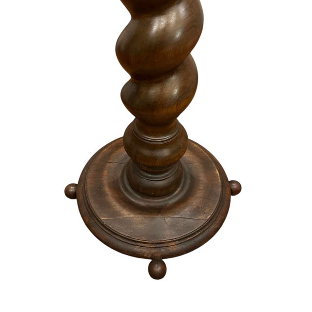 Early 20th Century Early 20th Century Barley Twist Pedestal / Plant Stand in Walnut For Sale - Image 5 of 5