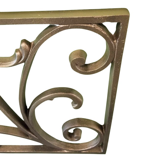 French Antiqued Gold Scroll Door Pediment For Sale - Image 3 of 4