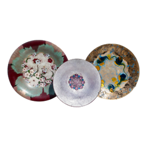 Assembled Set of 3 MCM Enamel Copper Trays - A Set of 3