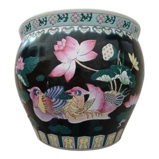 Vintage Asian Chinese Chinoiserie Fish Bowl Planter For Sale