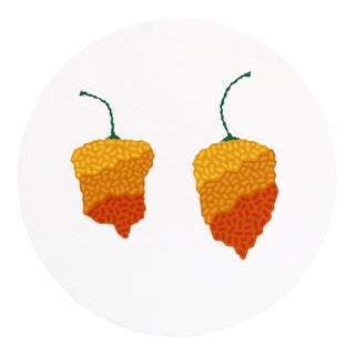 Habaneros Calientes - Original Round Pepper Still Life Acrylic Painting on Panel by Will Beger For Sale