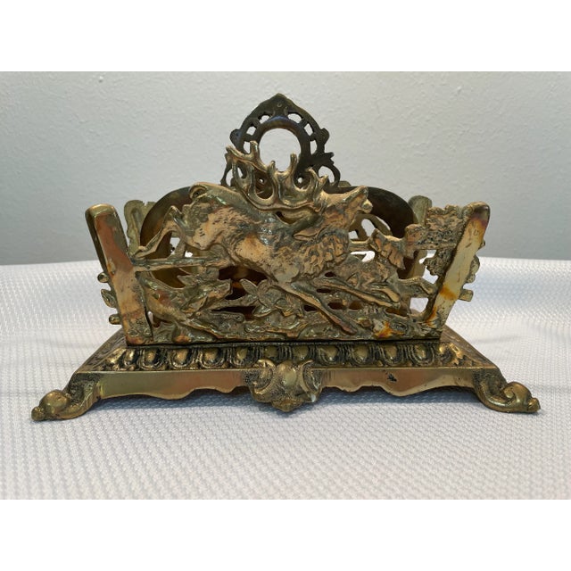 19th Century Antique Bradley Hubbard Brass Hunting Scene Letter Holder For Sale - Image 9 of 13