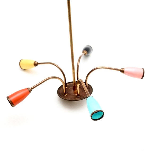 Vintage Italian Brass Chandeliers from Stilnovo, 1950s, Set of 2 For Sale - Image 6 of 9