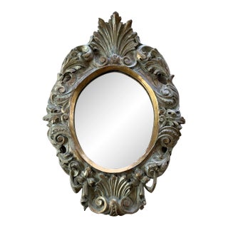 Mid 20th Century Carved Italian Rococo Style Oval Gilt Mirror For Sale