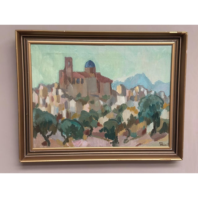 Original Vintage Swedish Oil on Canvas – “Southern City” by Bengt Ellis – Signed & Dated 1955 – Vintage & Framed – 69.5 ×...