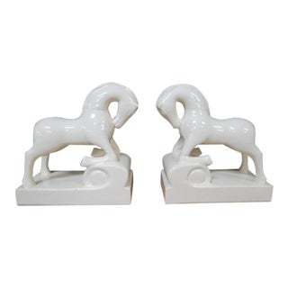 Vintage Mid Century Modern Style Ceramic Horse Bookends - a Pair For Sale