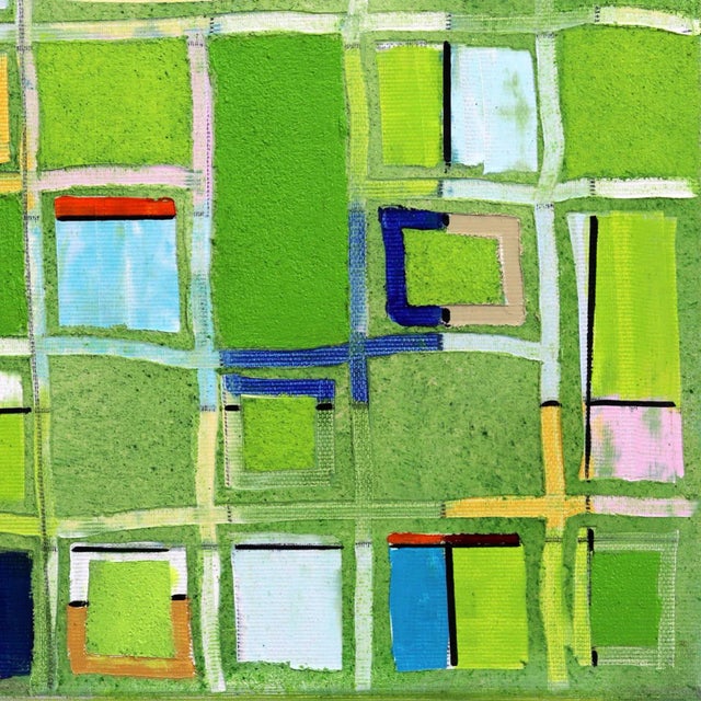 2020s Little Pattern Green - Original Green Abstract Oil Painting on Canvas Textural Geometric Artwork by Petra Rös-Nickel For Sale - Image 5 of 9